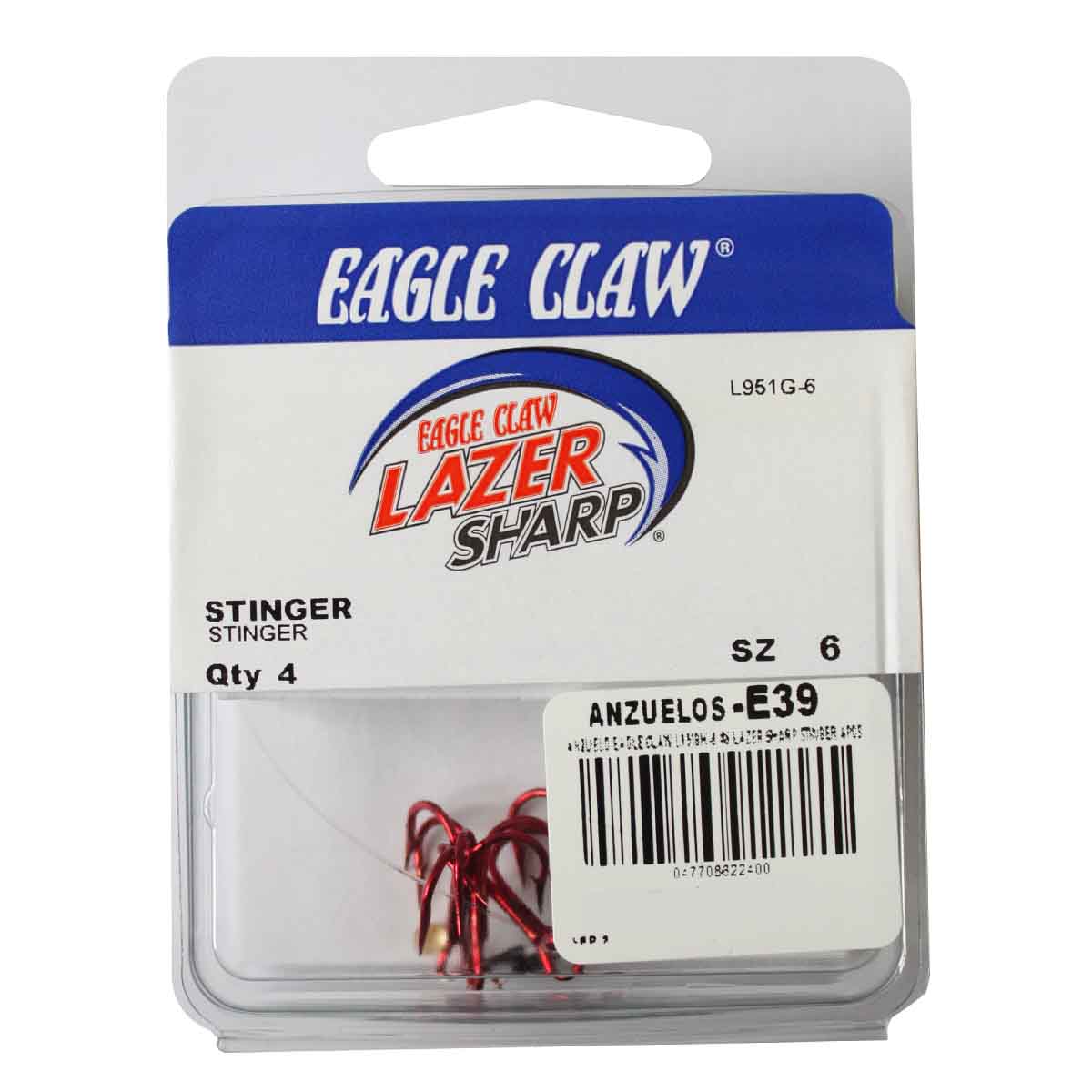 Anzuelos-E39.jpg Anzuelo Eagle Claw L951G-6 #6 Lazer Sharp Stinger 4PCS - Image 1