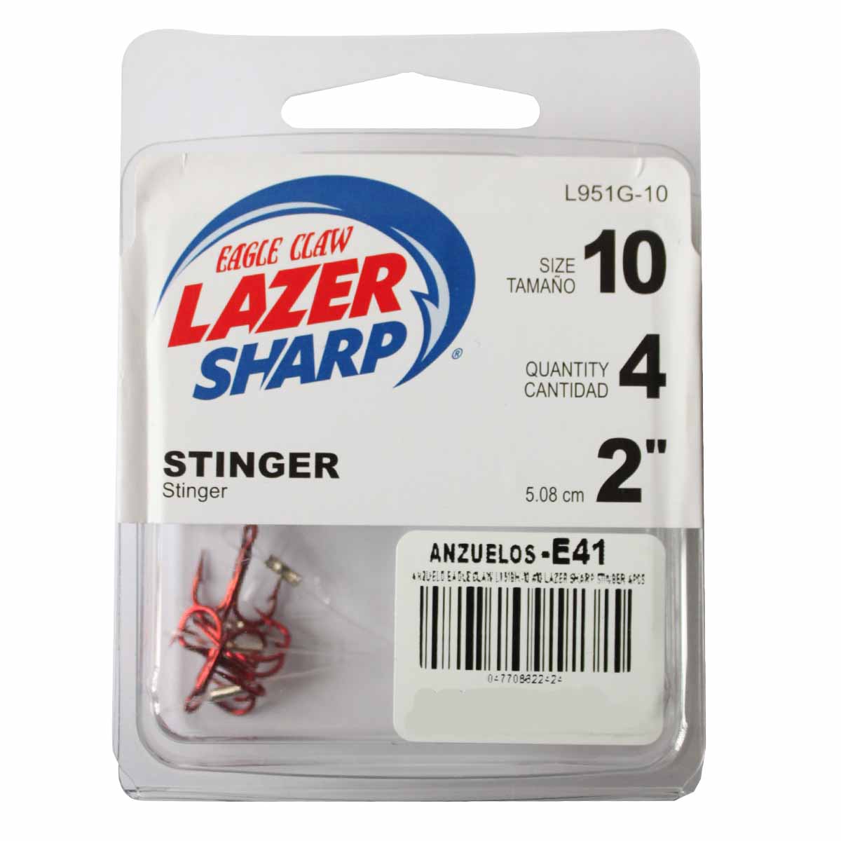 Anzuelos-E41.jpg Anzuelo Eagle Claw L951GH-10 #10 Lazer Sharp Stinger 4PCS - Image 1