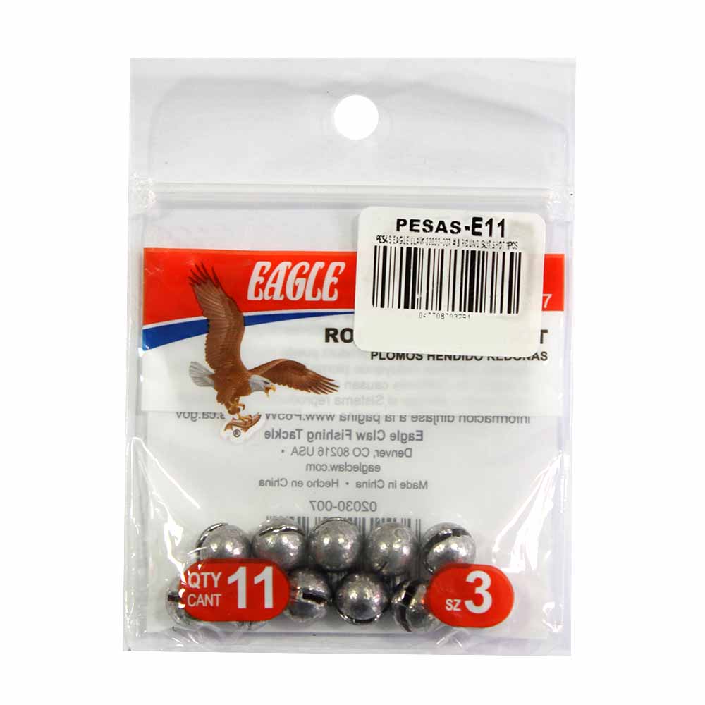 Pesas-E11.jpg Pesas Eagle Claw 02010-007 #3 Removable Slit Shot 11 PCS - Image 1