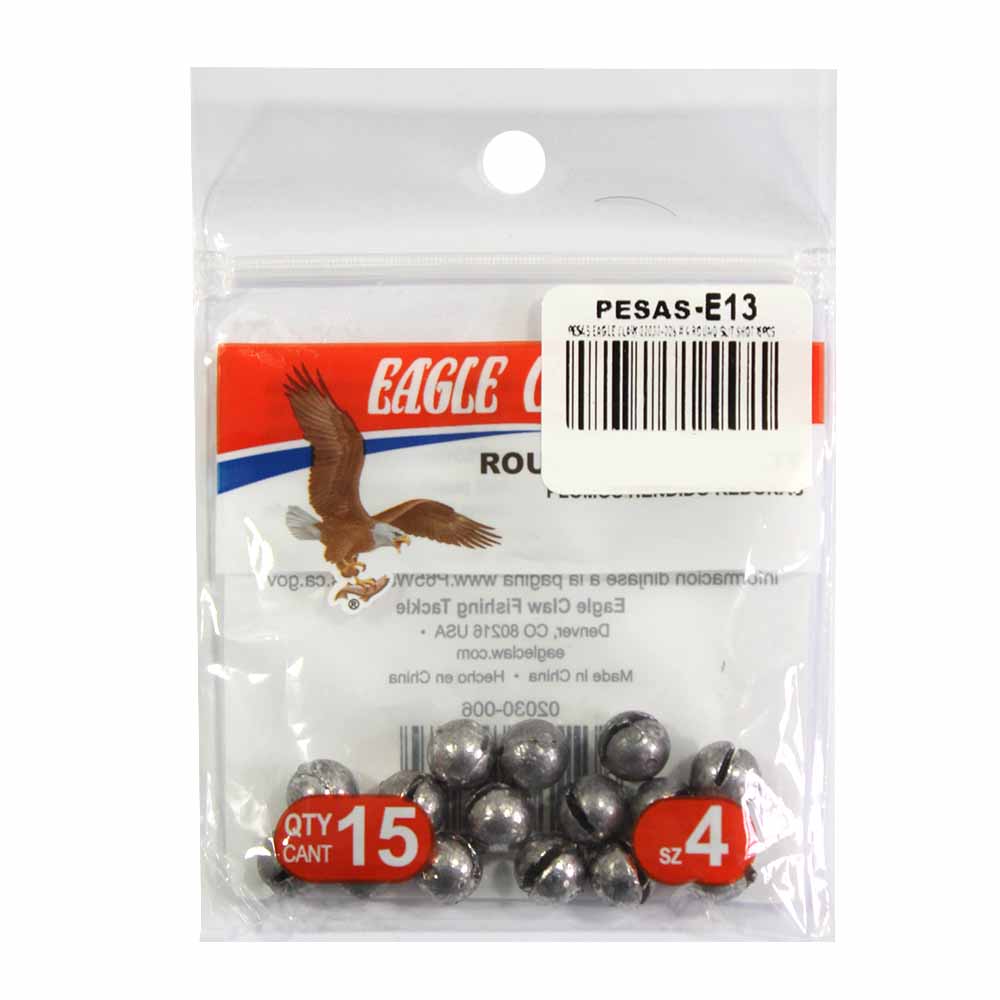 Pesas-E13.jpg Pesas Eagle Claw 02030-006 #4 Removable Slit Shot 15PCS - Image 1
