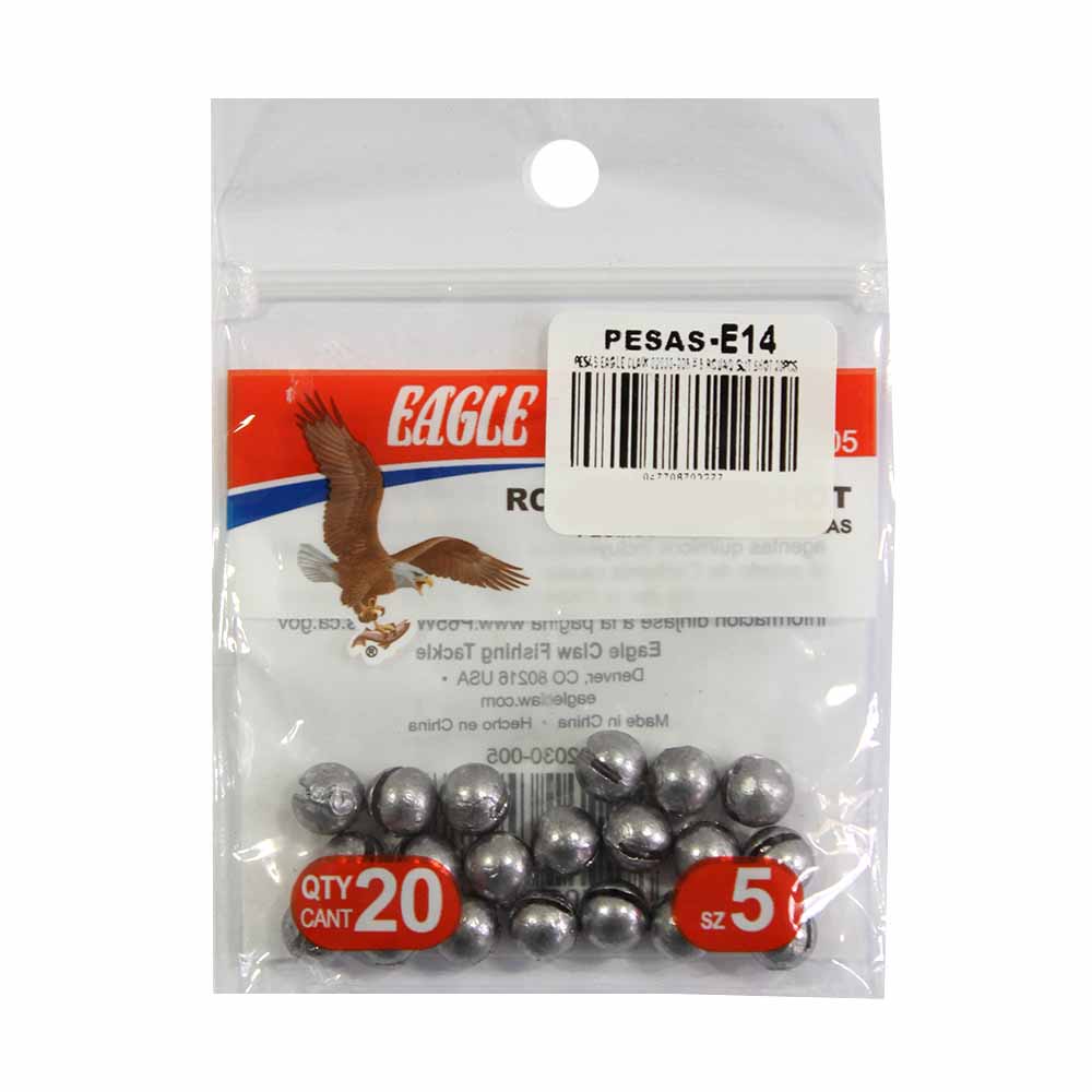 Pesas-E14.jpg Pesas Eagle Claw 02030-005 #5 Removable Slit Shot 20PCS - Image 1
